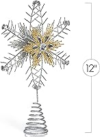 Vista 5 de Ornativity Glitter Snowflake Tree Topper – Silver and Gold Bare Branches Styled Sparkling Gem Snowflake Detailed Christmas Toppers Star Tree Top