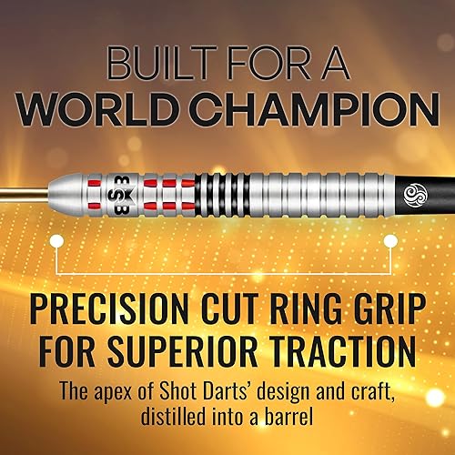 Miniatura 4 de Shot! Dardos Michael Smith Achieve Center ponderados 90% tungsteno Pro lanzar dardos de acero hechos profesionalmente en Nueva Zelanda diseñado para
