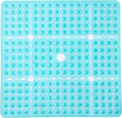 ENKOSI Tapete de ducha cuadrado de 27 x 27 pulgadas, tapete antideslizante para ducha de baño para suelos de ducha lisos, tapete de baño cuadrado