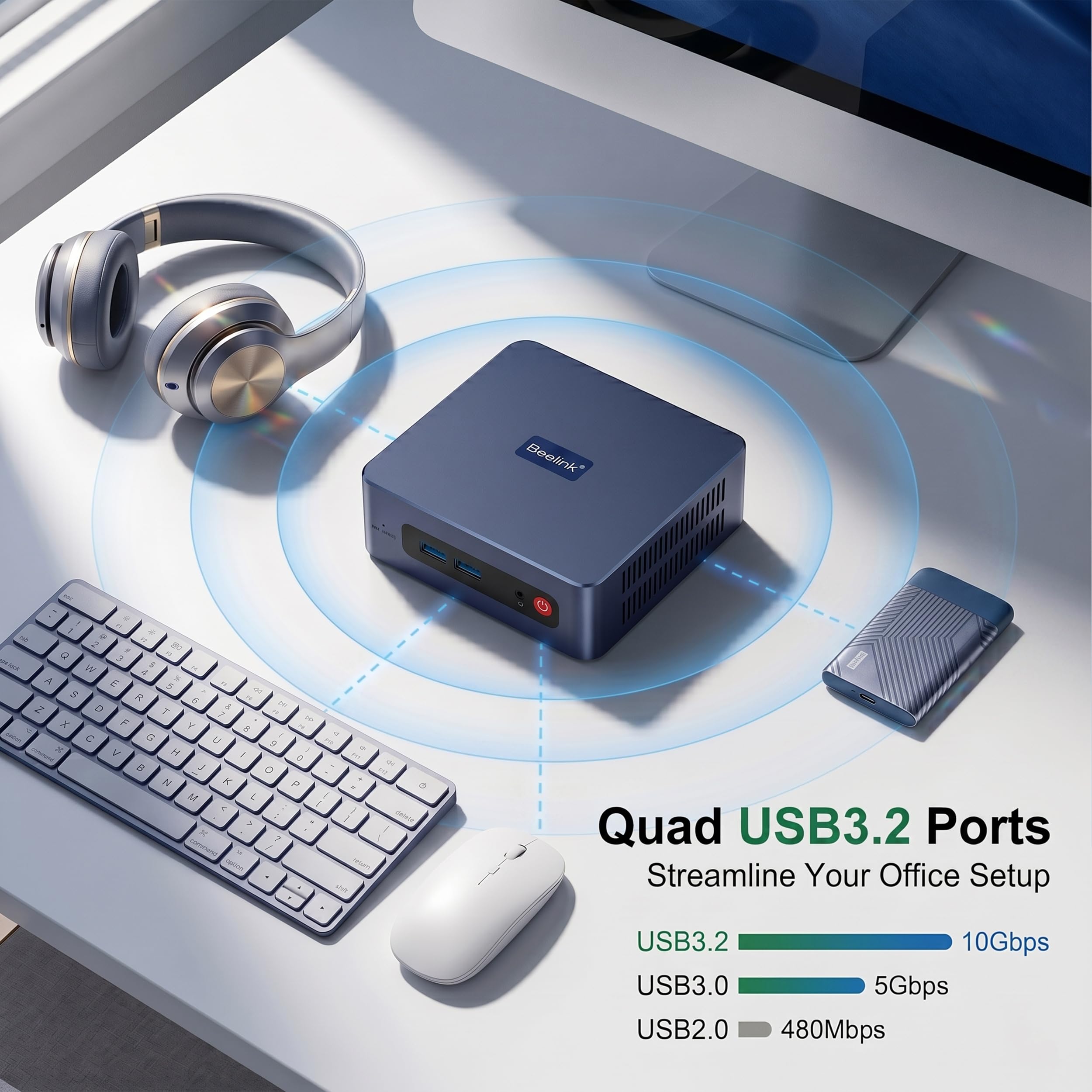 Beelink EQR6 Çift LAN Mini PC AMD Ryzen 7 7735HS, 24GB DDR5 500GB