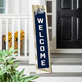 NCAA US Naval Academy Wood Porch Leaner, 47" College Sports Porch Sign, Collegiate Team Welcome Board Signs Outdoor for Front Door Yard Summer Décor