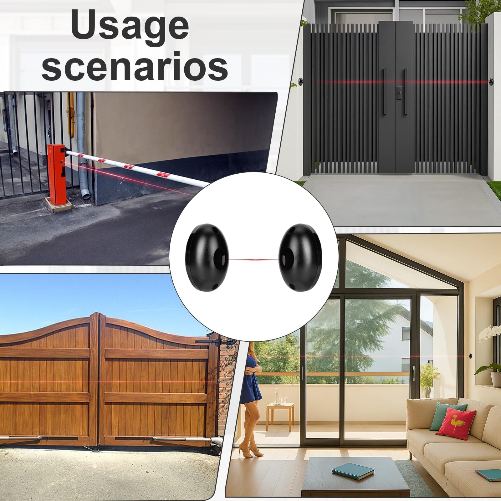 Fotocélula Puerta Garaje, Sensor Puerta 12-24 V AC/DC, Fotocélula Infrarroja de Seguridad, Emisor y Receptor, Cancelas Correderas Rele, para Portones y Cocheras Automáticas, Alcance de 15 m - 20 m