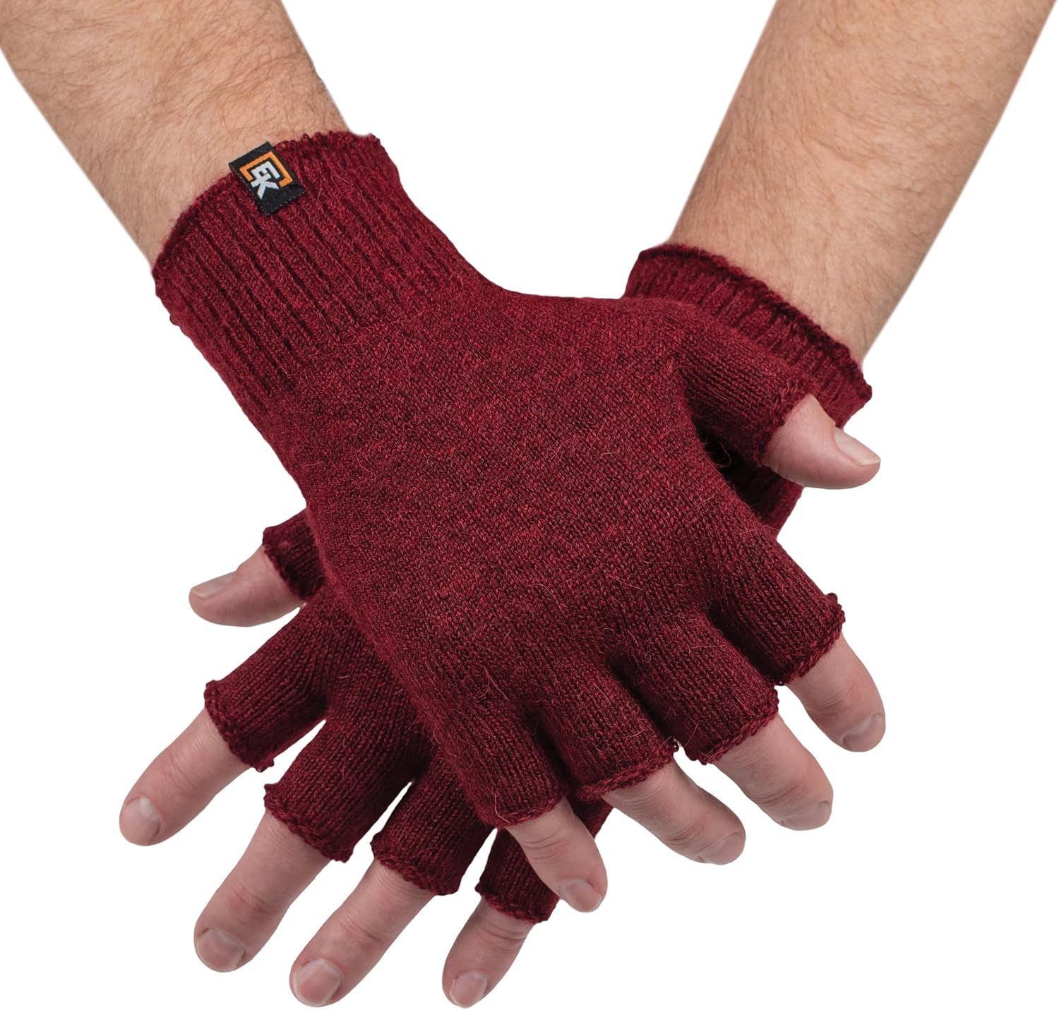 Evolution Knitwear Alpaca Knit Fingerless Gloves - Made in the USA - Super Soft Baby Alpaca - Large