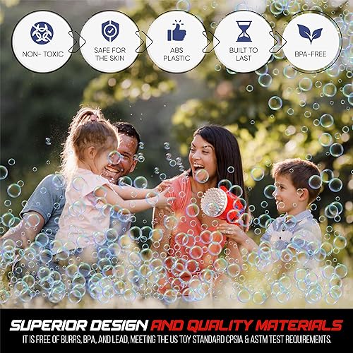 Miniatura 6 de Juguete de máquina de burbujas, juguete de burbujas rojo, blanco y azul, con lucessolución de burbujas, máquina de burbujas para adultos y niños,