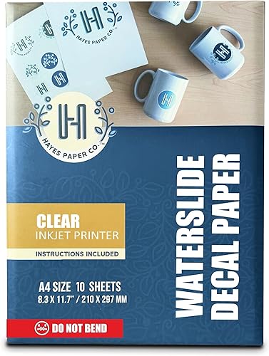 Miniatura 28 de Hayes Waterslide - Papel adhesivo para impresoras de inyección de tinta, 20 hojas transparentes A4 (8.25 x 11.7 pulgadas), secado rápido, fuerte