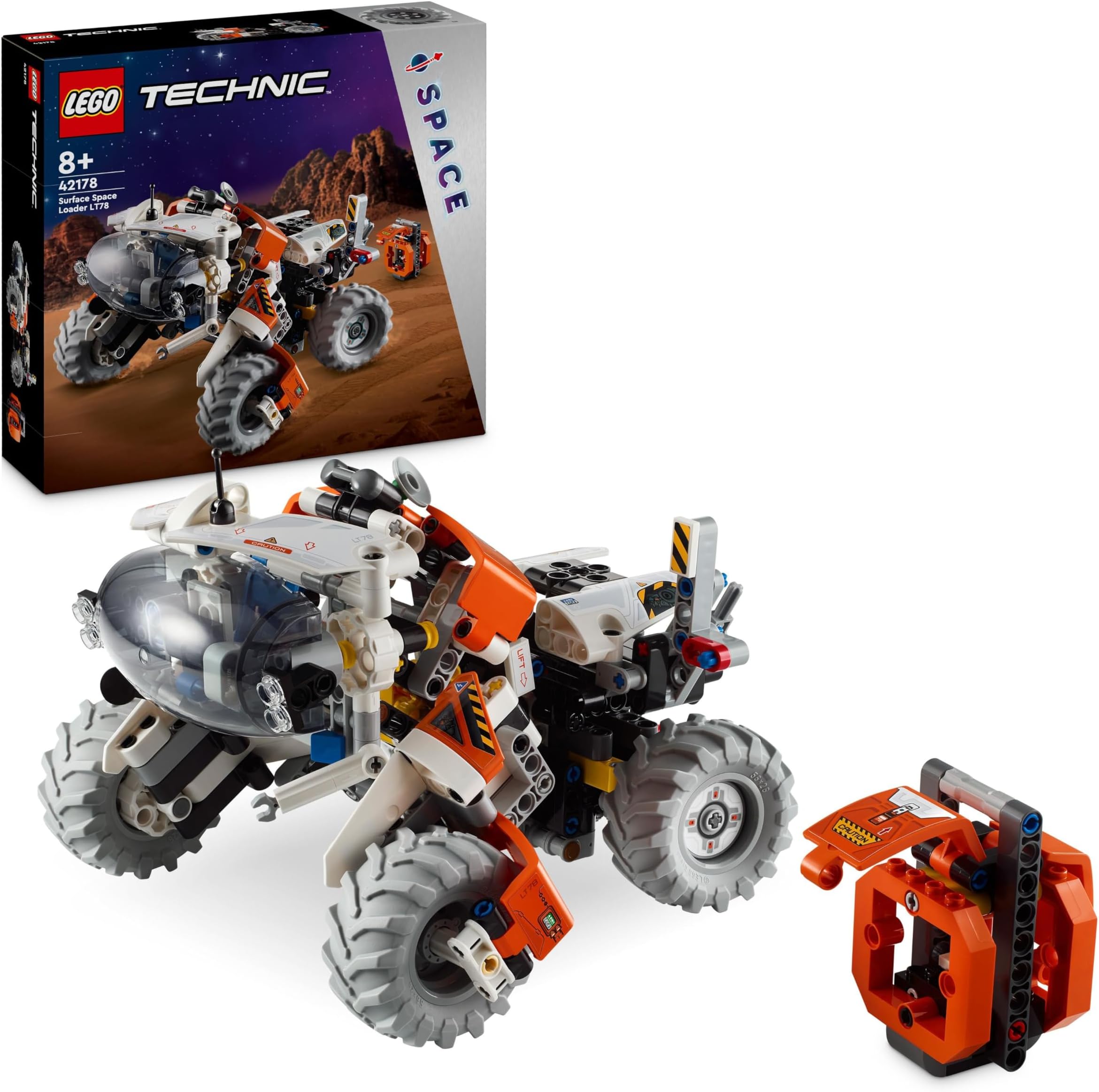 Technic Surface Space Loader LT78 Toy Playset for 8 Plus Year Old Kids, Boys & Girls, Vehicle Building Set with Crane for Independent Exploration Play, Birthday Gift Idea 42178
