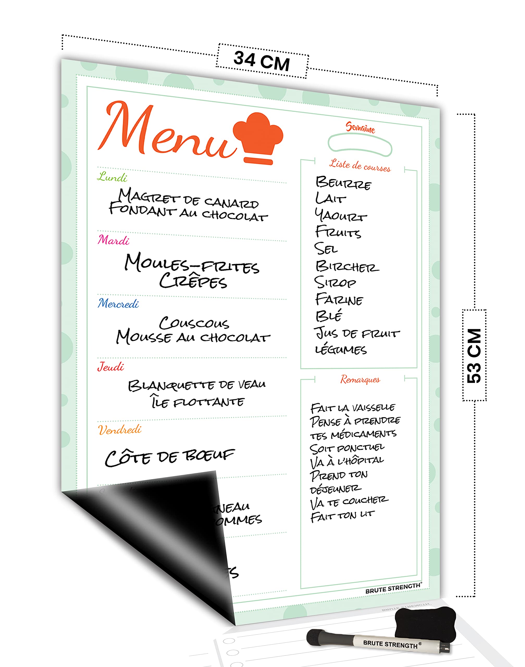 Brute StrengthMagnetic weekly planner whiteboard - 53 x 34 cm - plan board - family planner - to-do planner