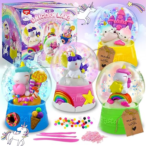 Kit de manualidades de globos de nieve de unicornio, juguetes de unicornio, regalos de cumpleaños de Navidad para niñas de 4, 5, 6, 7, 8 a 12 años,
