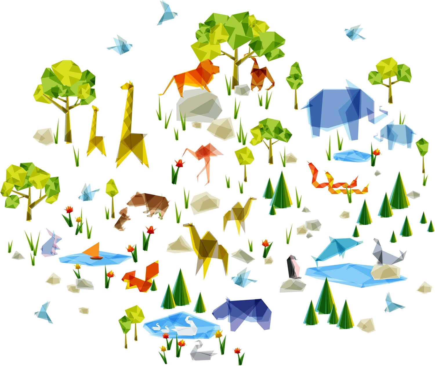 Amazon Co Jp Wallcandy芸術折り紙動物園壁飾り Toys Games