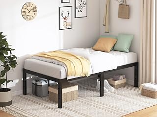 QEROMY Twin Size 18 Inch Heavy Duty Metal Platform Bed Frame - No Box Spring, Noise-Free, Easy 20-Min Assembly, 1500LB Capacity, Black