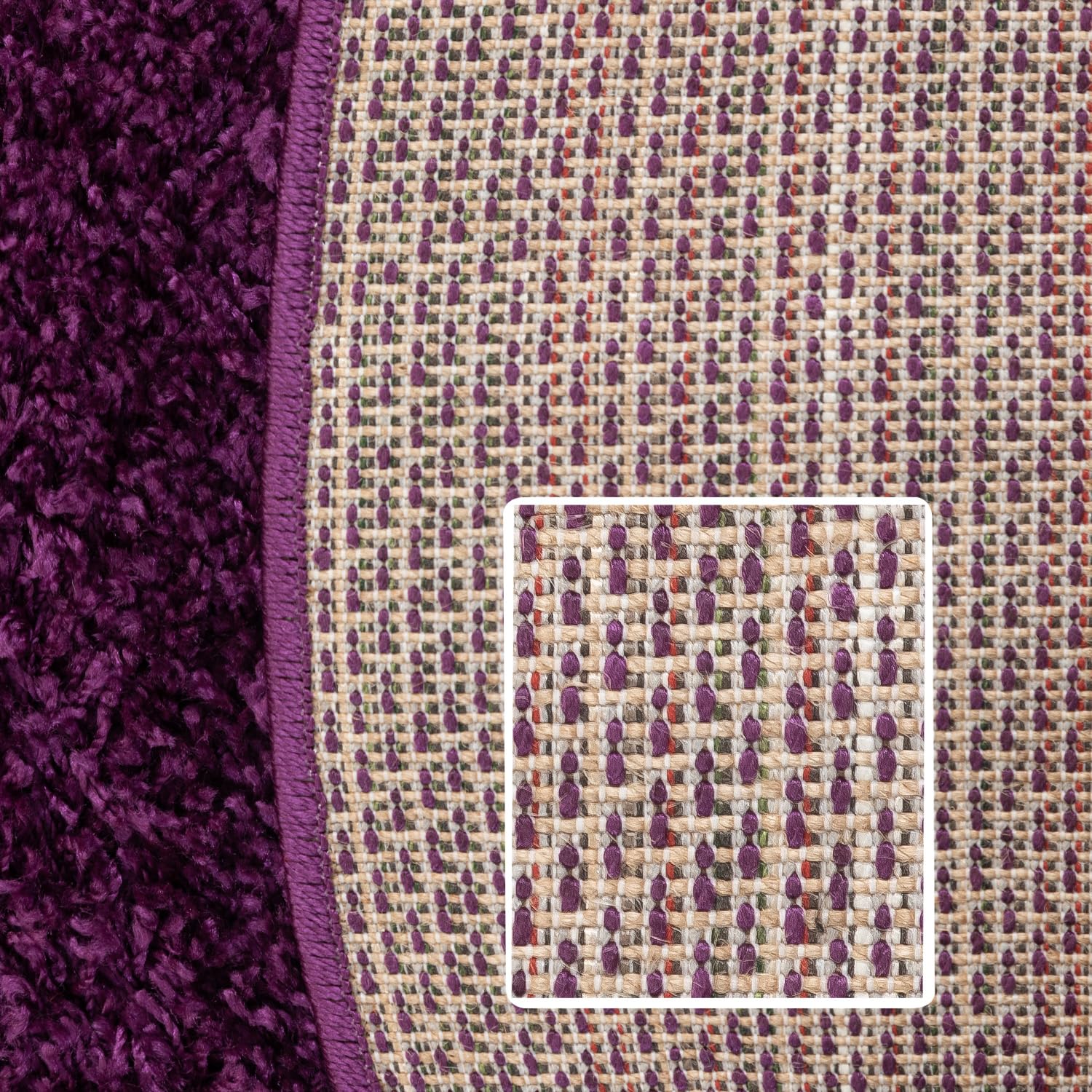 SIMPEX Shaggy Hochflor Teppich, 200 cm Rund, Lila, weich, flauschig, modern, einfarbig, Perfekt als zentrales Wohnaccessoire, für Wohnzimmer Schlafzimmer Flur