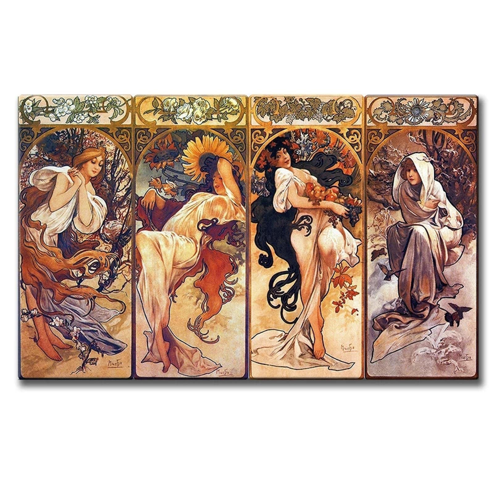 Alphonse Mucha Times of Day Vintage Posters Stampe Art Nouveau Donna Dipinti su tela Wall Art Immagini per Birthday Decor 80x120cm senza cornice