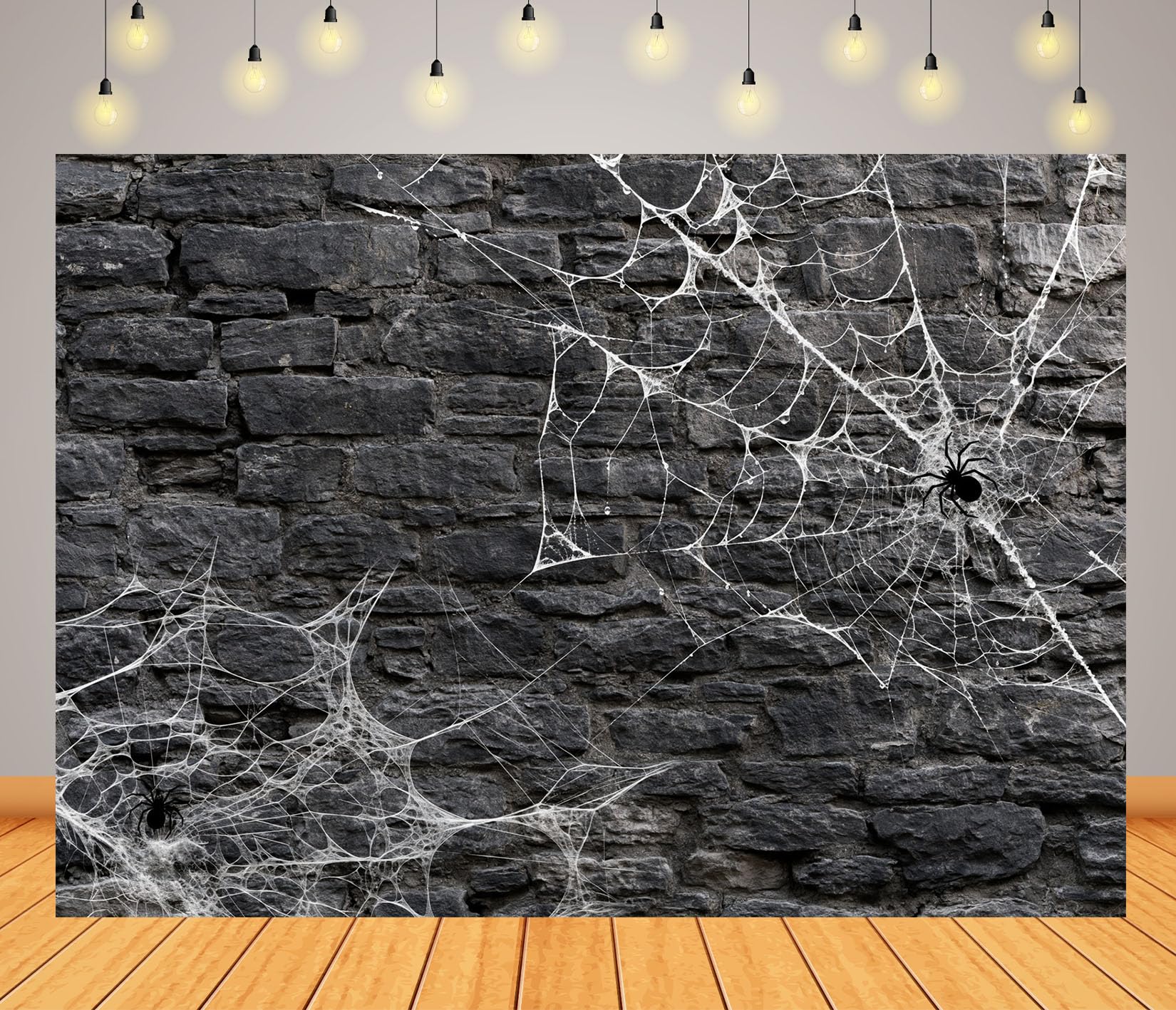 12x10FT (3.6x3m) Parete Pietra Scura Con Ragni Sfondo Fotografico