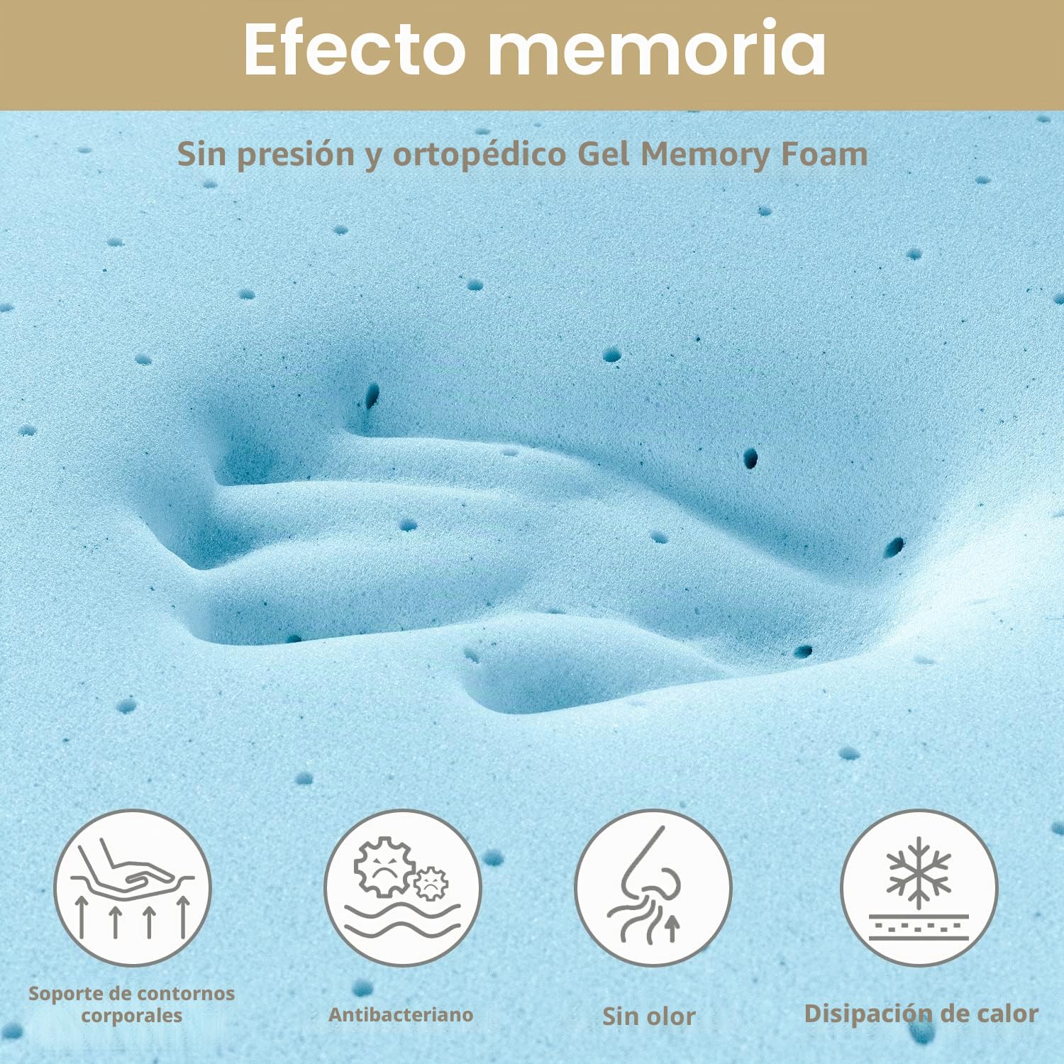 BedStory Topper de Gel 200 x 200 cm, 7,5 cm de Altura, Protector de Colchón de Espuma Viscoelástica, Dureza H2&H3, para Cama Con Somier, Caravana, Sofá Cama, Con Funda Extraíble y Lavable