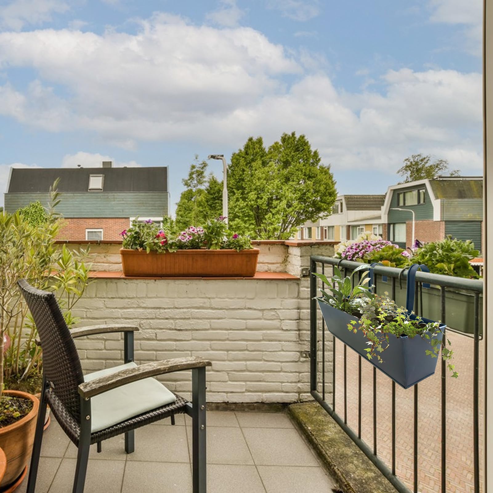 Skrzynki do sadzenia balustrad tarasowych, Skrzynki do sadzenia balustrad | Poręcze pokładowe Wiadra ogrodzeniowe na ścianę, patio, ogrodnictwo w