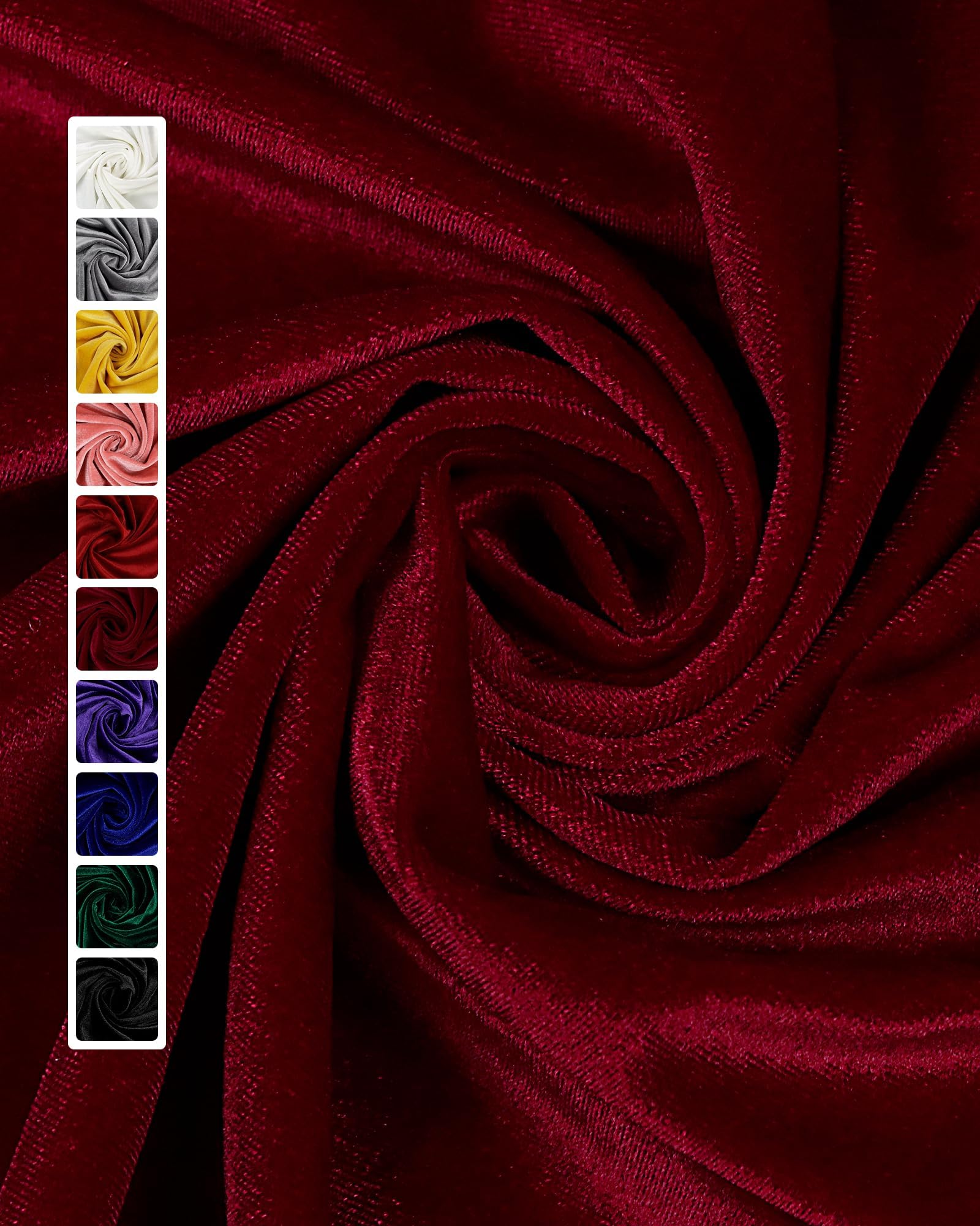 HOTGODEN Wine Stretch Velvet Fabric by The Yard: 63" Wide 2 Yards 95% Polyester 5% Spandex Velvet Fabric for DIY Sewing, Upholstery, Apparel, Costume, Craft