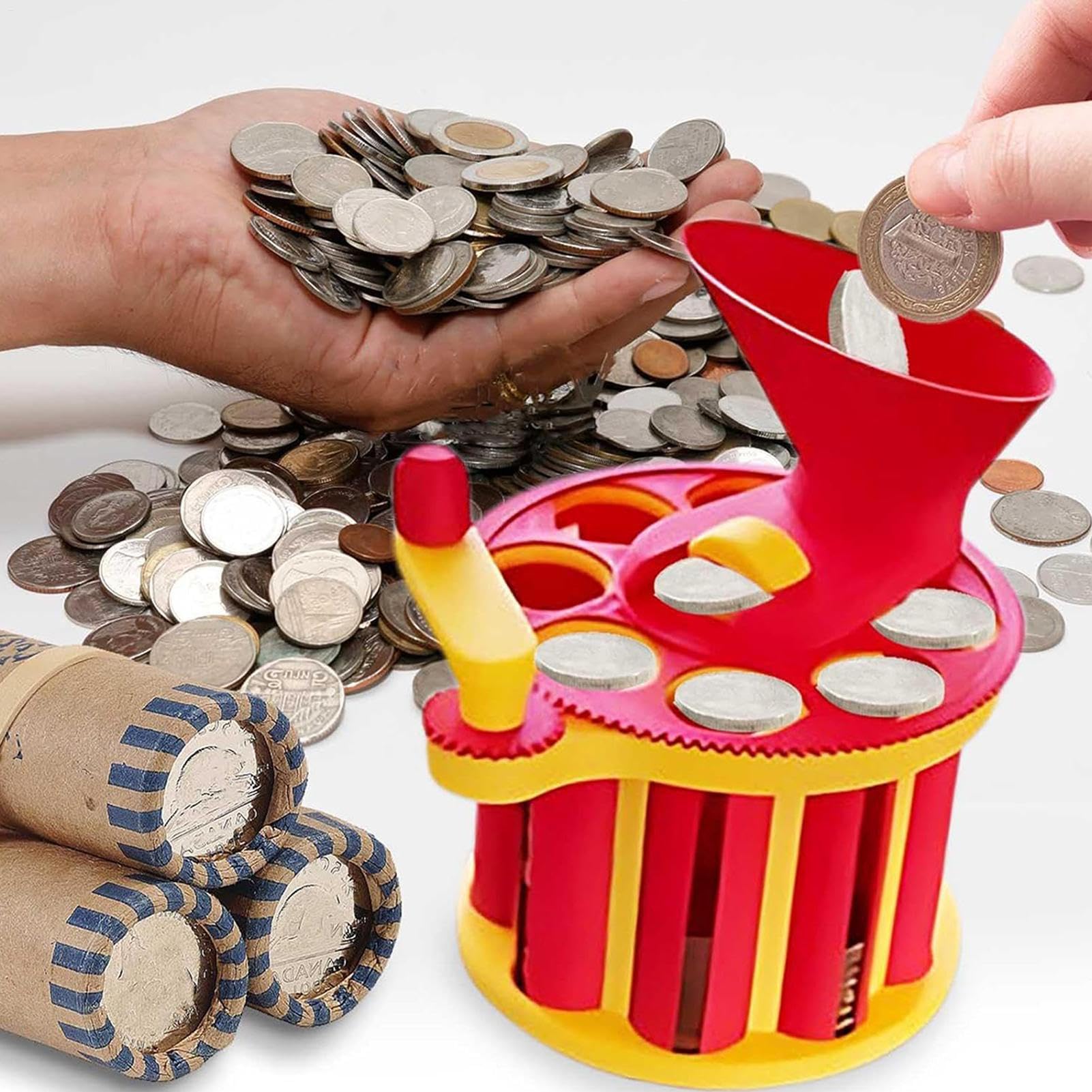 Amazon | コインソーター、3D手回しチェンジカウンター、軽量計算用品、手動コイン仕分け、軽量&ポータブル、18x11.2cm、現金整理用 |  紙幣・コインカウンター | 文房具・オフィス用品