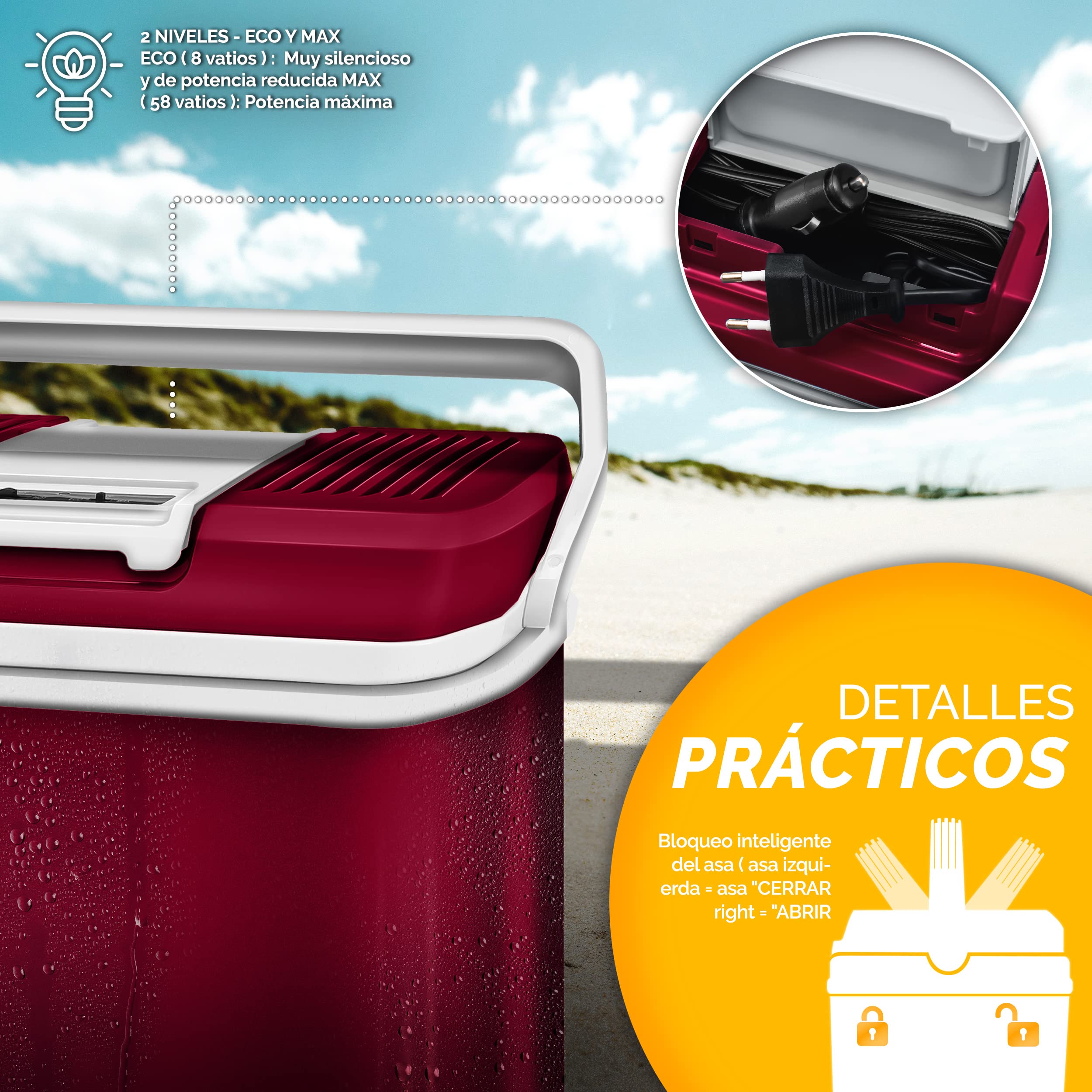 tillvex Nevera portátil eléctrica de 24 litros | Mini Nevera portátil de 230 V y 12 V para vehículos Coches Camping | Enfría y calienta | Modo ecológico