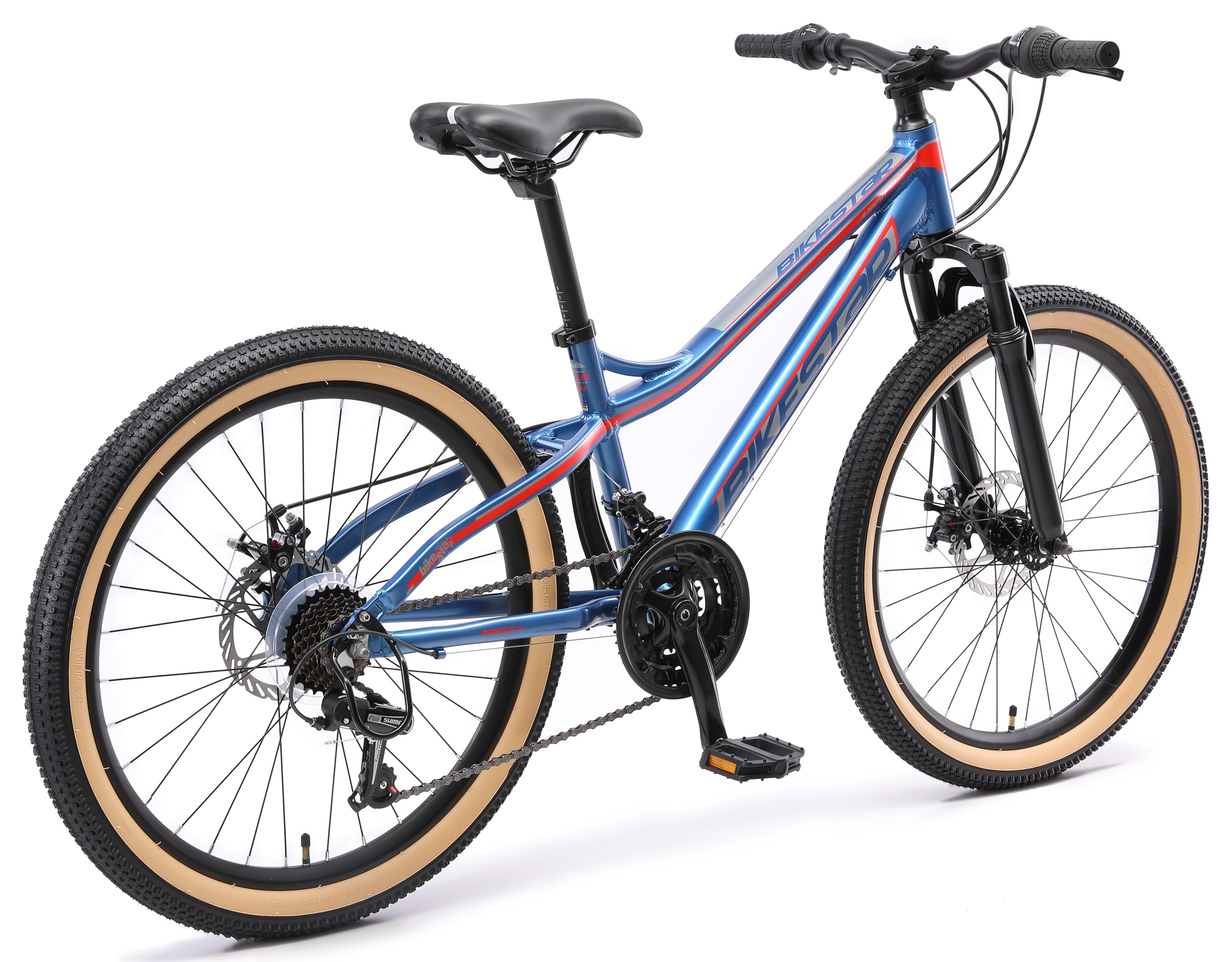 BIKESTAR MTB Mountain Bike Alluminio per Bambini 10-13 Anni | Bicicletta 24 Pollici 21 velocità Shimano, Hardtail, Freni a Disco, sospensioni