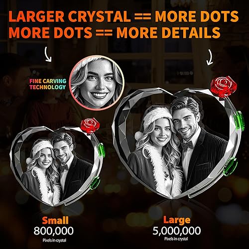 Miniatura 4 de Foto de cristal 3D con rosa roja, regalos personalizados para padre, papá, mamá, mujer, esposa, ella, él, hombres, gran regalo personalizado para el