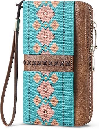 BOSTANTEN Wristlet Wallets for Women RFID Large Capacity Clutch Wallet | 24 Card Slots, 2 Zipper Pockets, Phone & Card Holder, Zip Around, Hand Strap, Vegan Leather, Great Gifts