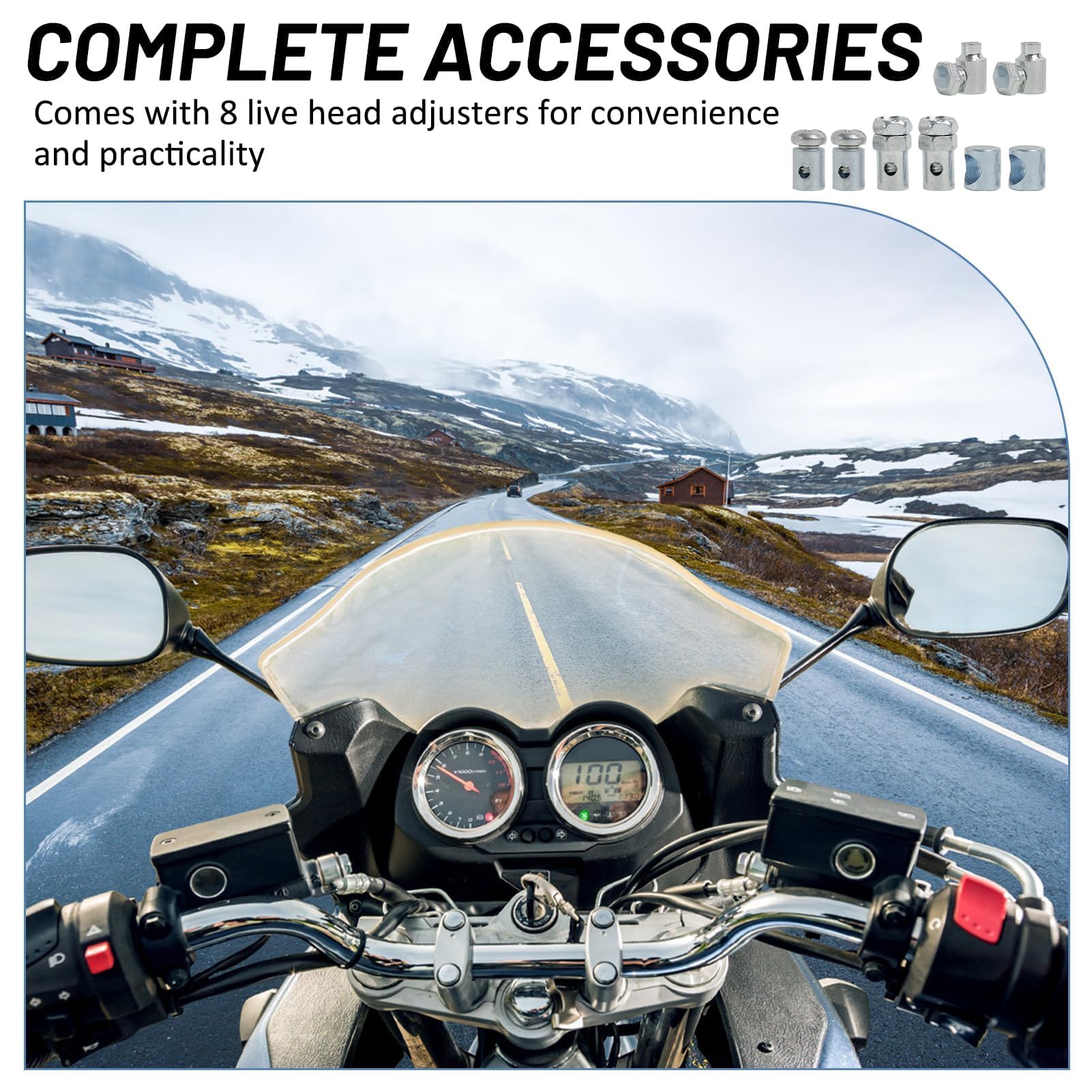 Cavo Frizione Universale per Moto, Kit di Riparazione del Cavo Dell'acceleratore di Emergenza per Moto da 1.3 m Ø1.5 mm, Adatto per Scooter, Quad, Ciclomotori, Biciclette