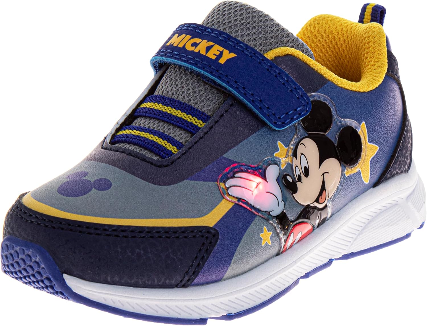 Josmo Unisex-Child Sneaker to Mickey Mouse Boys Shoes - Slip-On Laceless Light-Up Sneakers (Toddler/Little Kid)