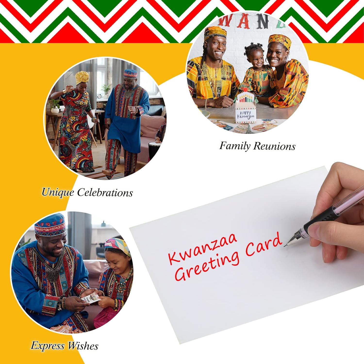 Sabary 12 Pcs Kwanzaa Greeting Card African American Annual Celebration Card with 12 White Envelopes Holiday Candle Kwanzaa Cards for African American, 5 x 7 Inches - Image 4