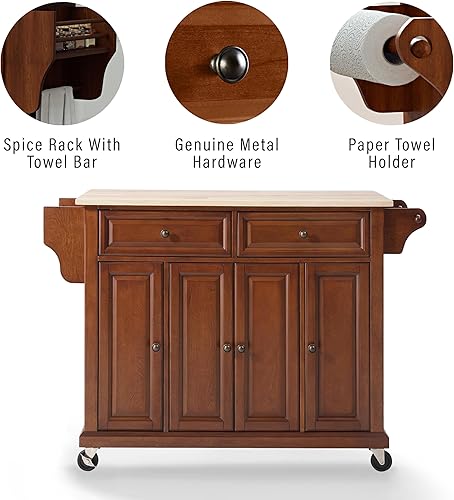 Vista 9 de Crosley Furniture isla de cocina con ruedas, Madera, Blanco