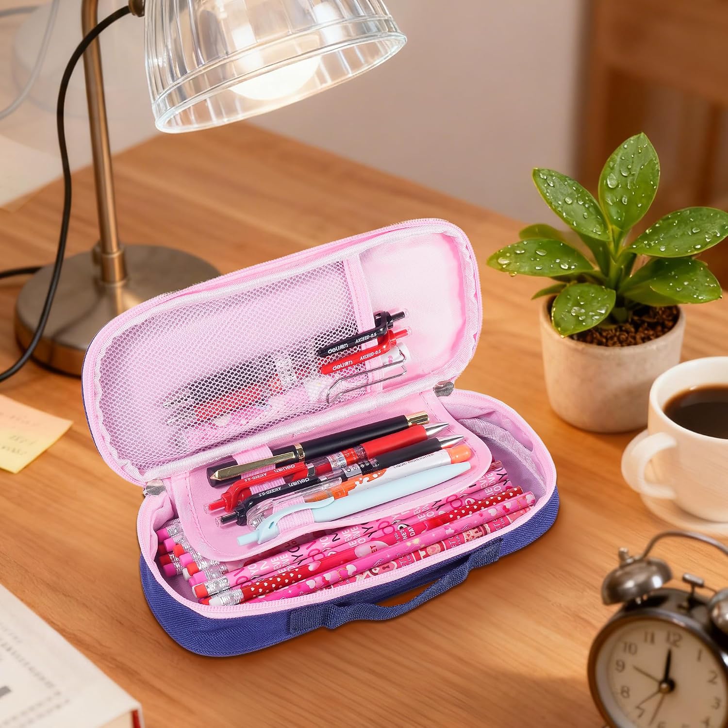 Large Capacity Pencil Case, Oxford Pencil Pouch with Handle for School | Roomy Oxford Pencil Pouch With Dual Zippers, Mesh Pocket And Handle To Organize Pens, Pencils And School Essentials thumbnail