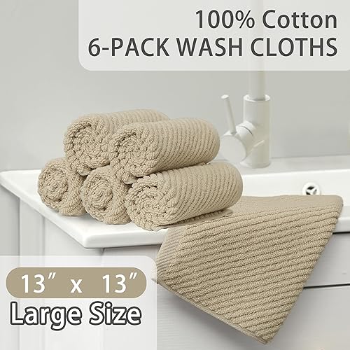 Vista 425 de VOOVA & MOVAS Toallas verdes para baño, 100% algodón, de secado rápido, ligeras, gruesas, suaves, juego de toallas de 6 piezas, 2 baños grandes