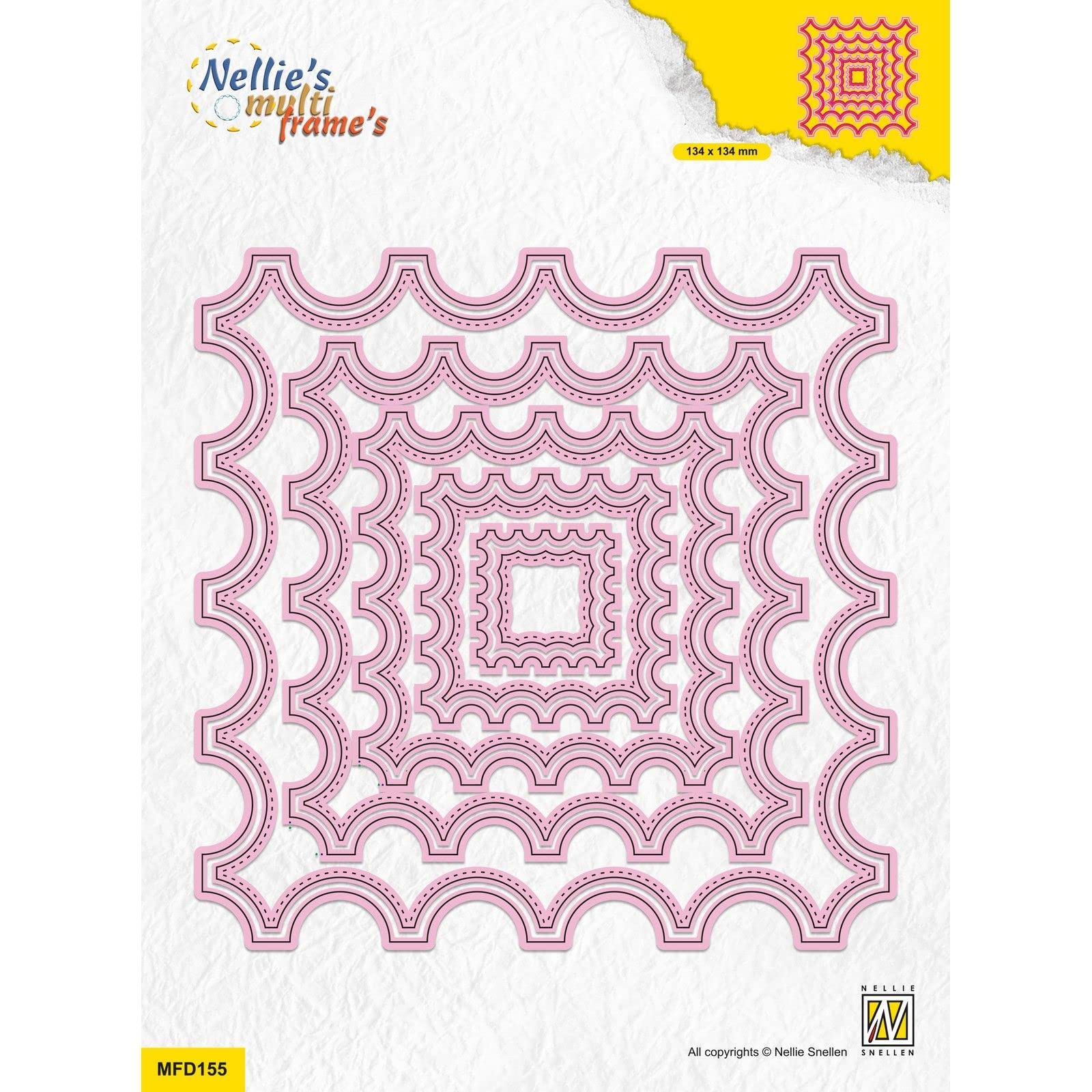 Nellie's Choice Fustella Quadrato Libretta, 20 Fustelle Multi Cornice, 12.7 x 12.4 cm, per Creare Biglietti, Natale, Scrapbooking, Fai da Te, DIY