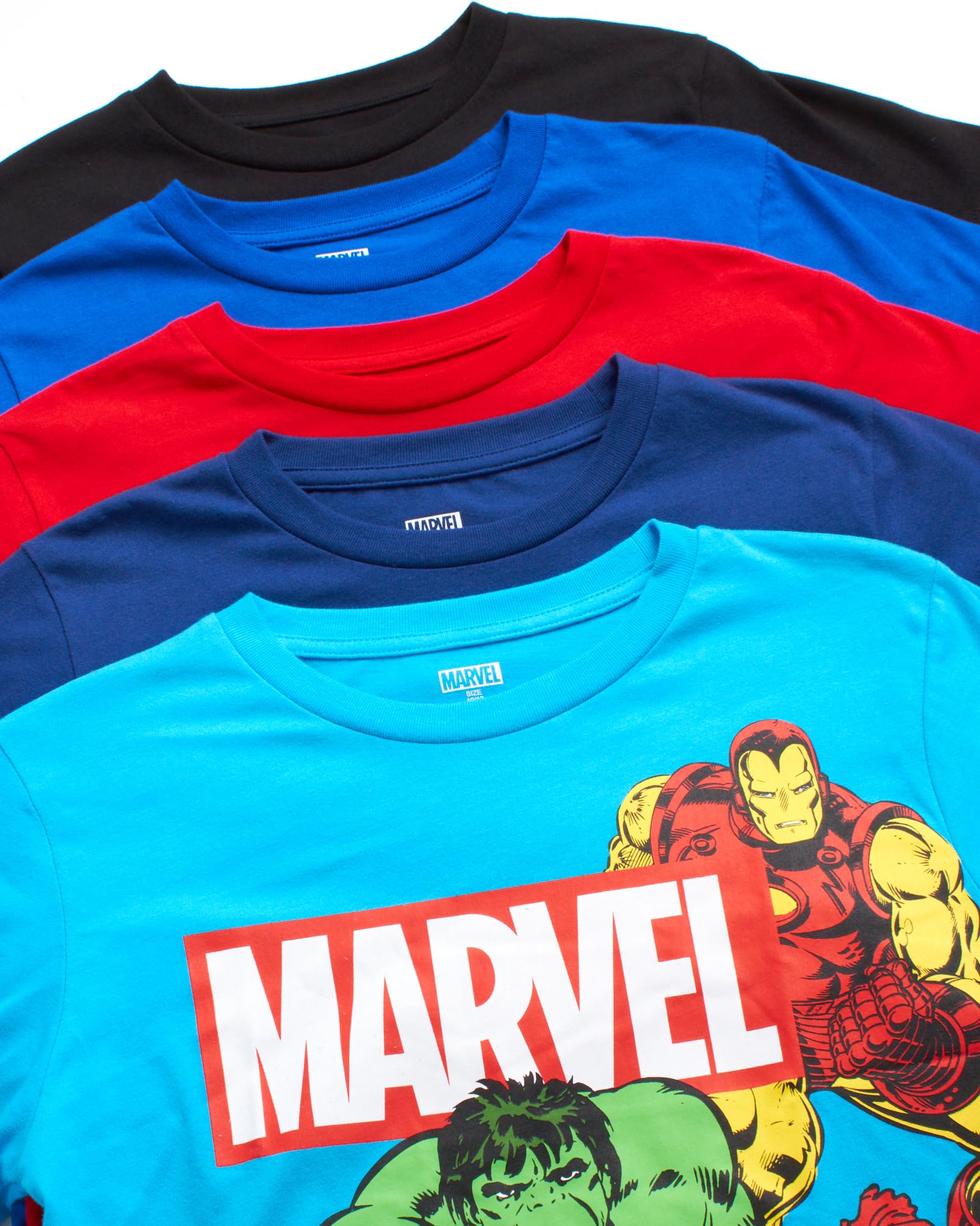 Marvel Avengers T-shirt chłopięcy - 5 sztuk koszulek superbohaterów Spider-Man Hulk Captain America Iron Man Black Panther (2T-16), Marvel Multi Hero, 2 lata, Marvel Multi Hero, 24 miesi?cy