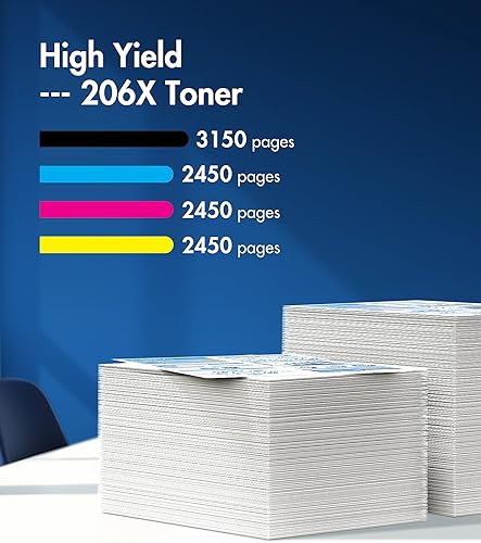 Miniatura 3 de Paquete de 4 cartuchos de tóner 206X High Yeild, repuesto para cartuchos de tóner 206A 206X, paquete de 4 unidades HP compatibles con HP Color