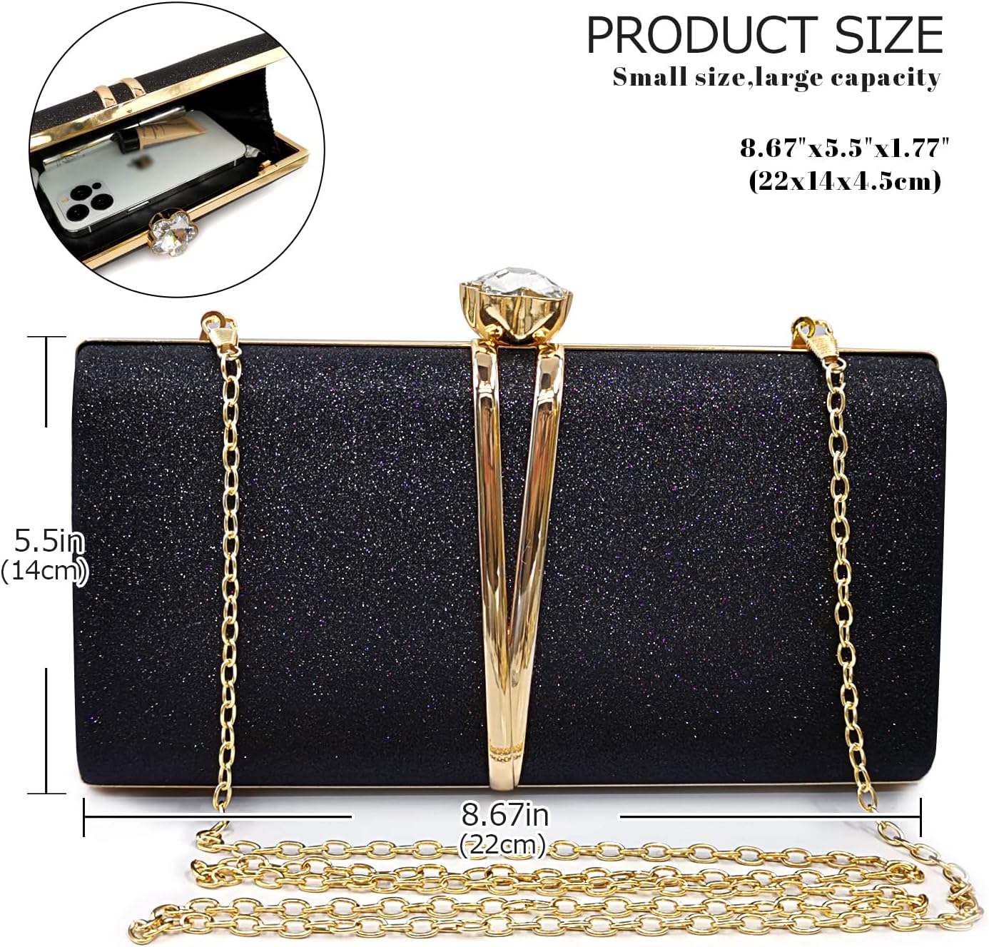 Aovtero Evening Bag Clutch Purses Women Wedding Party Bridal Handbag with Chain - Image 2