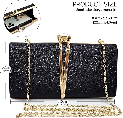 Miniatura 2 de Aovtero Bolso de noche para mujer, bolso de novia con cadena