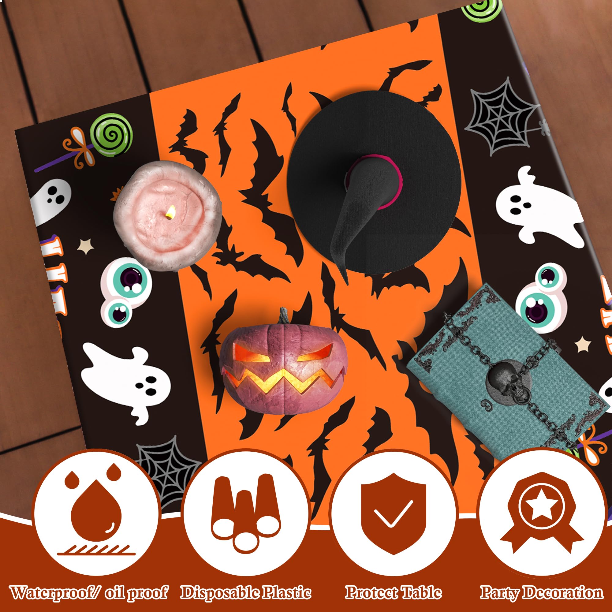 Halloween Tablecloths - 2 Pack Spooky Decor -4 Halloween Tablecloths - 2 Pack Spooky Decor -4