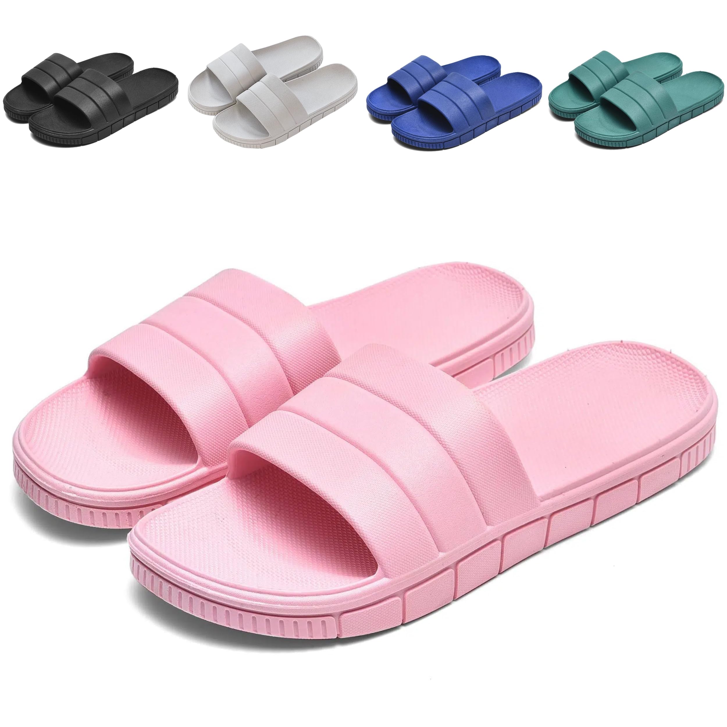 YoveGxlthrea Badeschuhe Damen Herren Hausschuhe Slippers Sommer Slide Pantoletten Badelatschen Strand Indoor/Outdoor Rutschfest Badeschlappen EU 36-46
