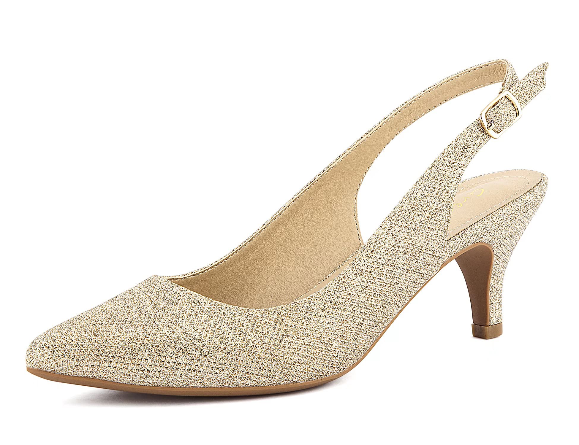 Greatonu Slingback Donna Scarpe Eleganti Decollete con Tacco Medio a Gattino e Punta