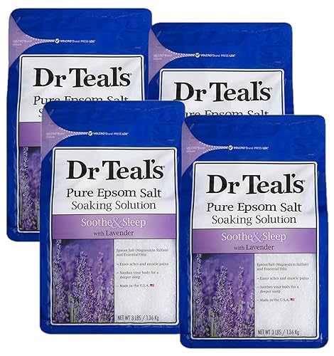 Dr Teals Epsom Salt - Paquete de 4 12 libras en total calma y duerme con lavanda