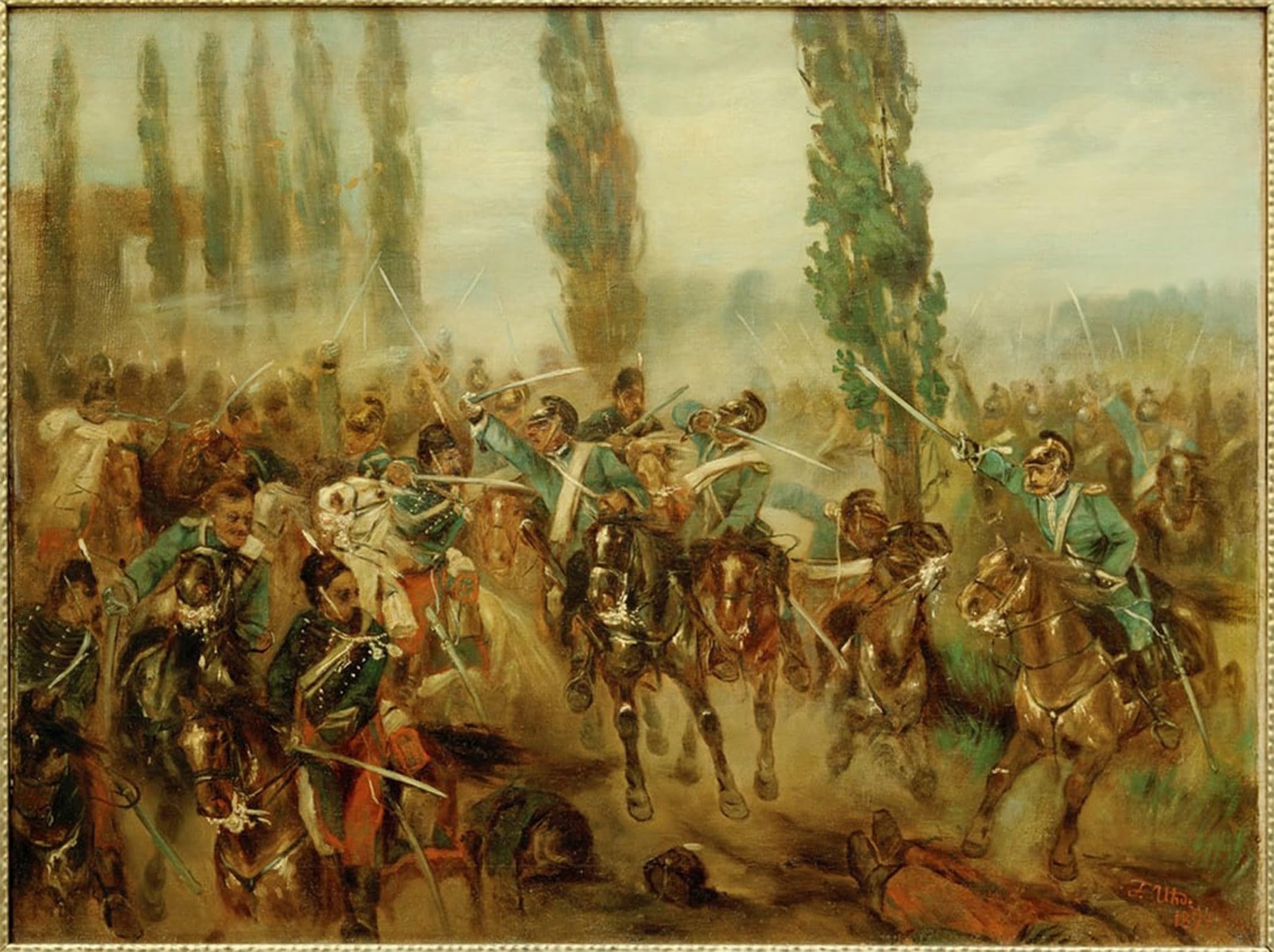 POSTERIIk Famous Print Pop Art Wall Art Graffiti Battle of Buzancy by Fritz Von Uhde Art Prints for Home Decor 60x90cm