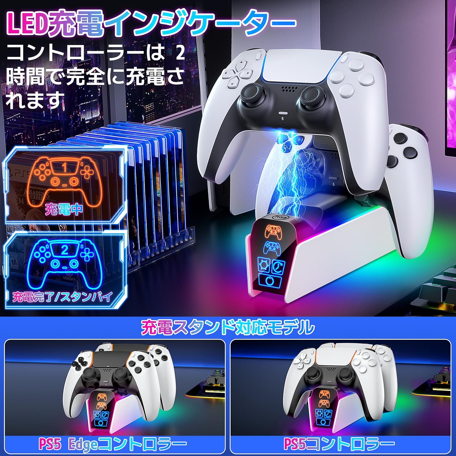 Amazon.co.jp: 「2024年新登場」Fenolical PS5 コントローラー 充電 