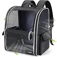 Lekereise Breathable Cat Dog Backpack Carrier - Mesh Windows, Anti-Escape, Collapsible for Hiking Travel Up to 17 lbs