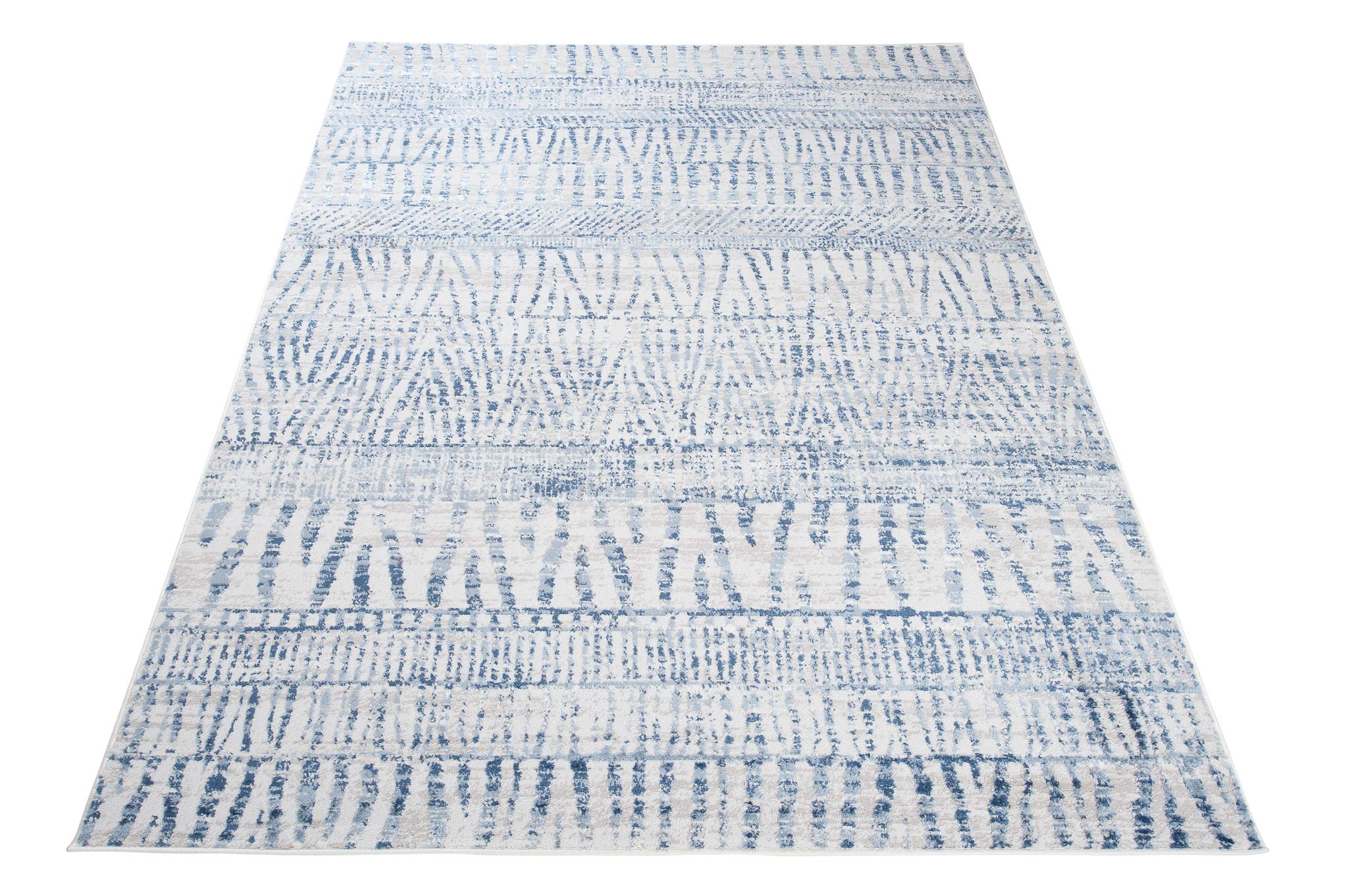 TAPISO Sky Tapis de Salon Chambre Salle à Manger Adulte Bureau Design Moderne Bleu Gris Clair Vintage Moucheté Motif Ethnique Poil Court Doux Moelleux 80 x 150 cm