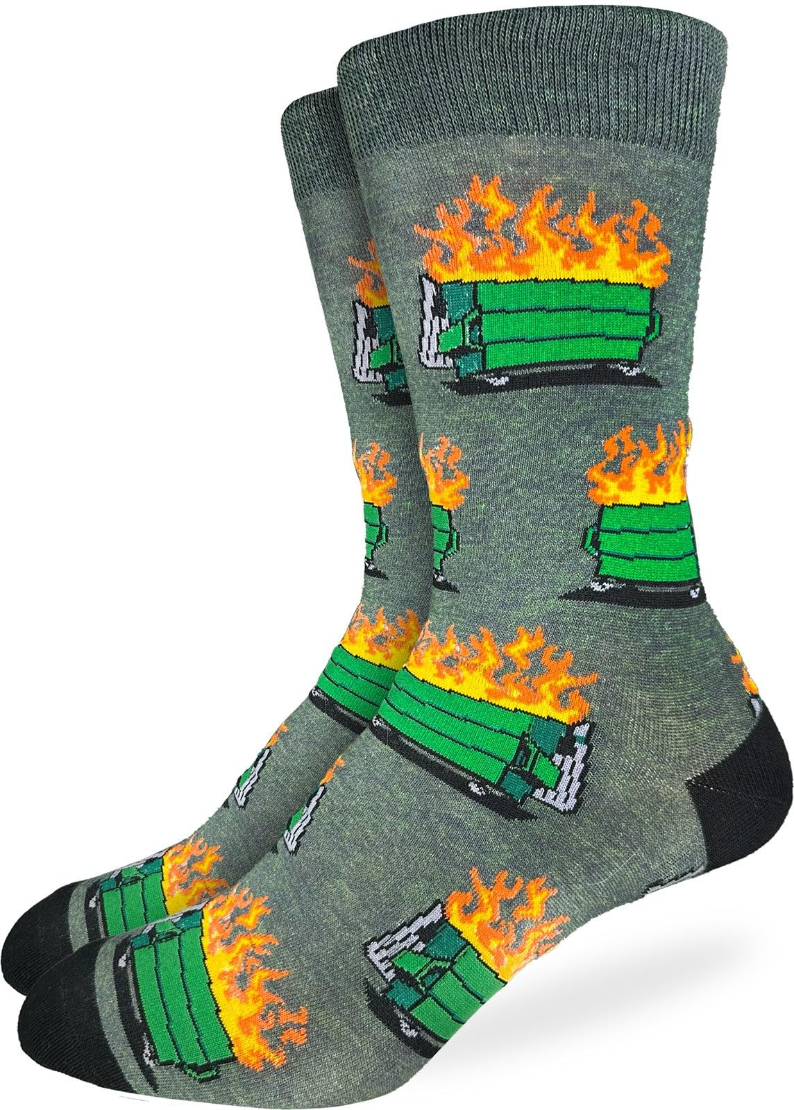 Good Luck Sock Men's Dumpster Fire, Bigfoot, Sasquatch, Abominable Snowman & Yeti Socks, Adult, Large