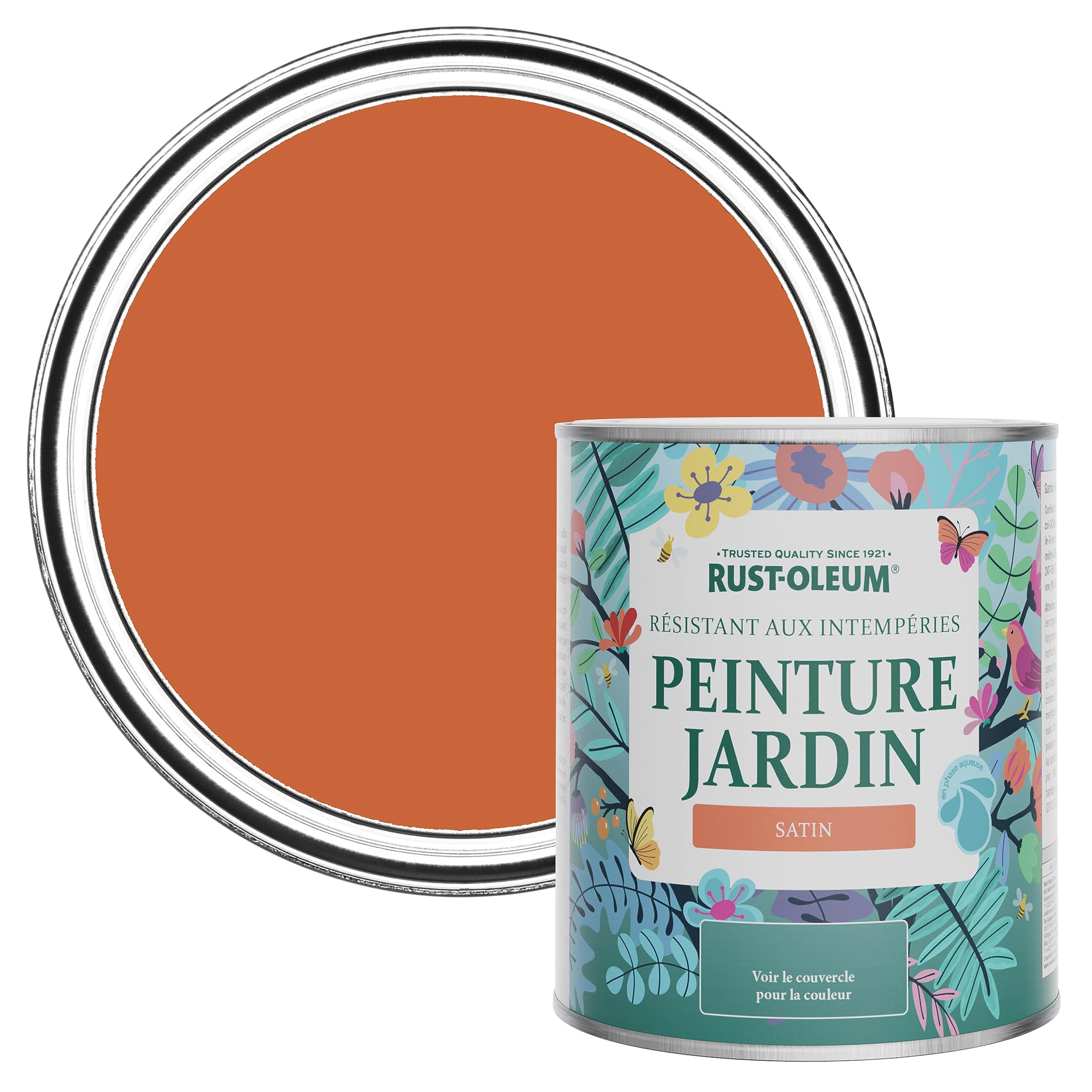 Rust-Oleum Peinture Orange Résistante à l'humidité pour Jardins, Finition Satinée - Thé Chaï 750ml