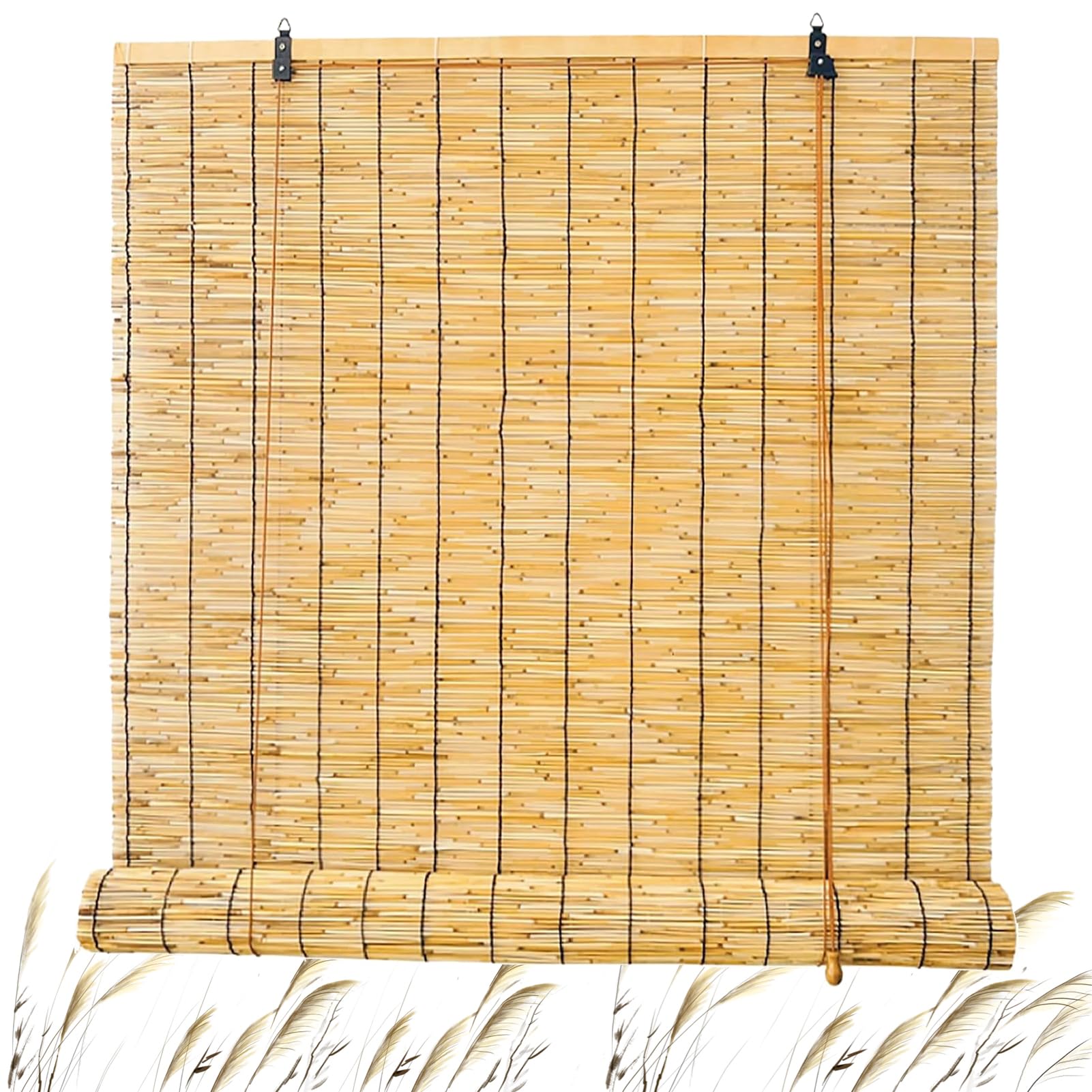 Outdoor Roller Reed Blinds Porch Bamboo Shades Natural Retro Reeds Curtain Bamboo Roman Blind 40 60 80 100 120 140 150 160 180cm Bamboo Roller Blinds Customizable For Door Windows Patio Sunshade