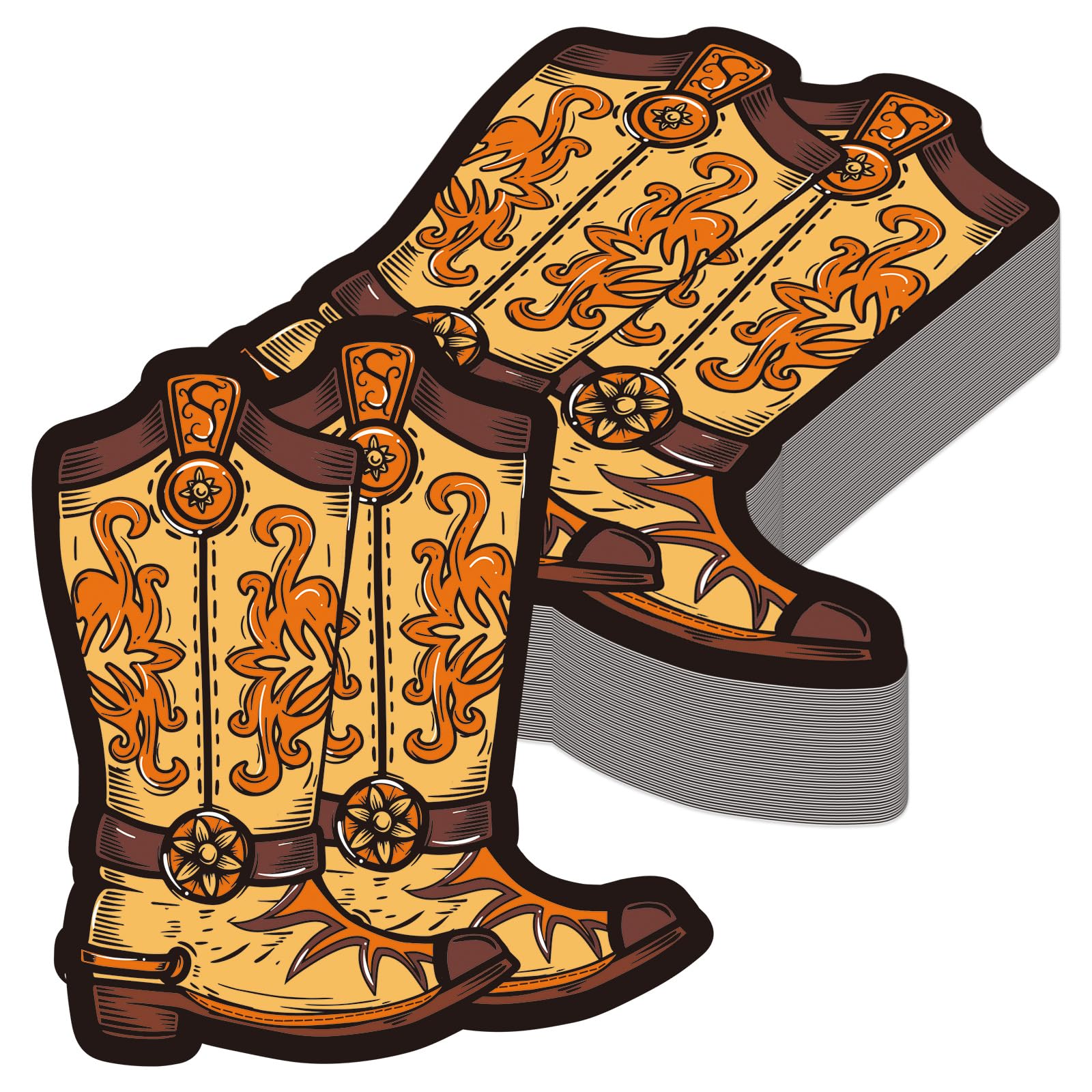 Teenyyou 50 Pcs Western Cowboy Placemats Disposable Paper Placemats Western Party Decorations Cowboy Boot Table Mats for Party Supplies Birthday Baby