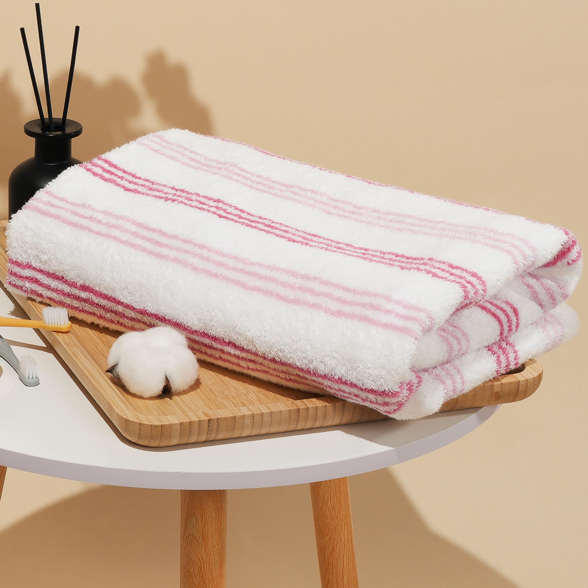 Vie Triomphe Triomphe Depuis 1912 Men's Pink Vie Triomphe Striped 100% Cotton Zero Twist Yarn Bath Sheet&Bath Towels&Beach Towel 70X140cm Ultra Soft Quick Dry Highly Absorbent For Bathroom Spa Pool Gym Travel Luxury Hotel Use