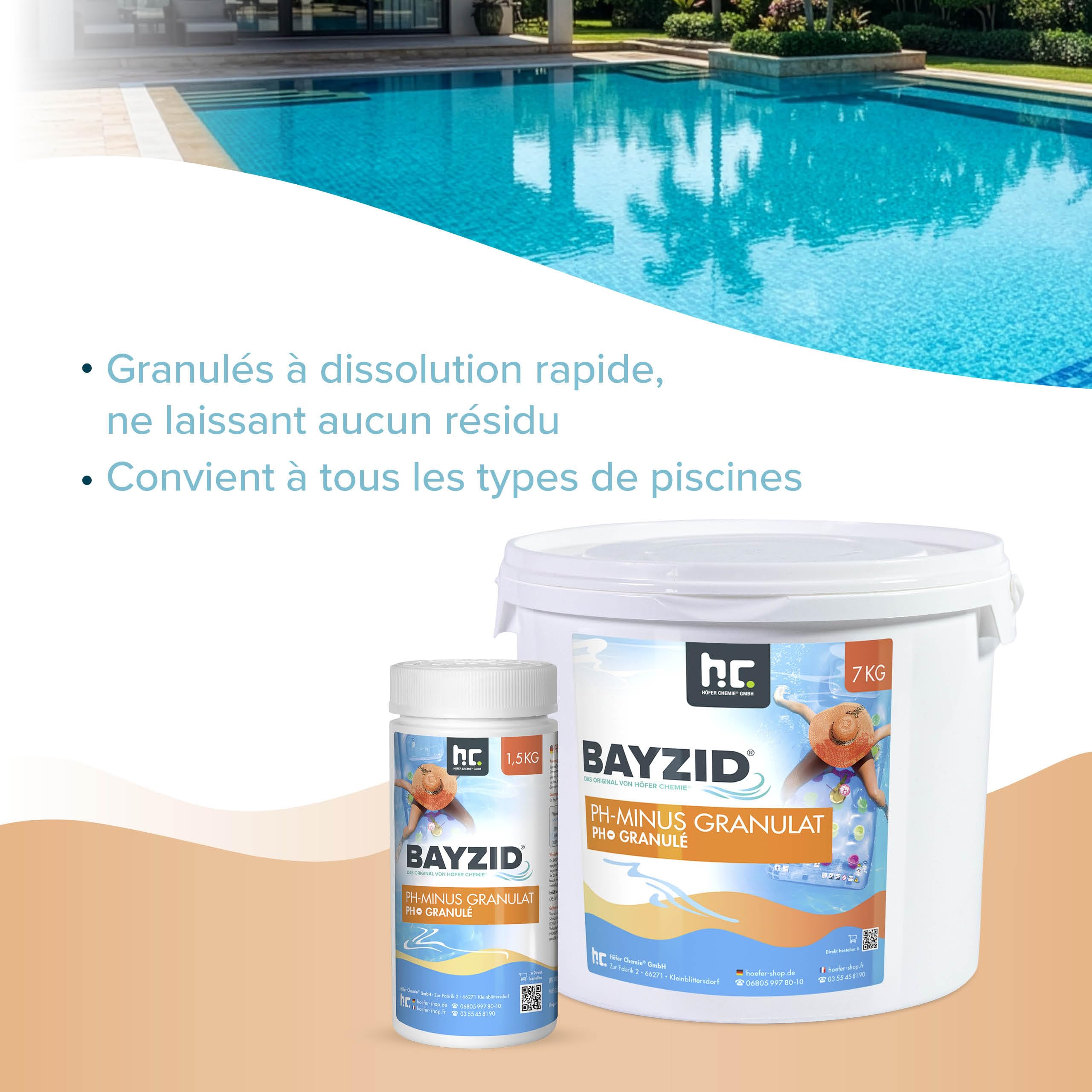 Bayzid pH Moins Granulé 7 KG Régulateur de pH Piscine Réduit l'Alcalinité